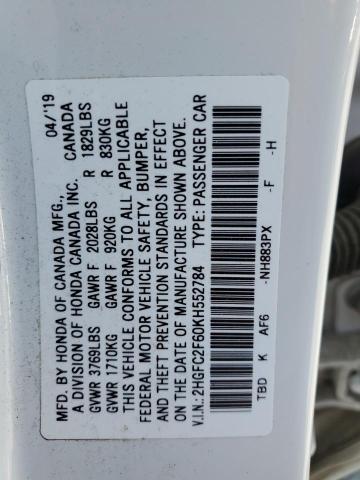 2019 HONDA CIVIC LX - 2HGFC2F60KH552784