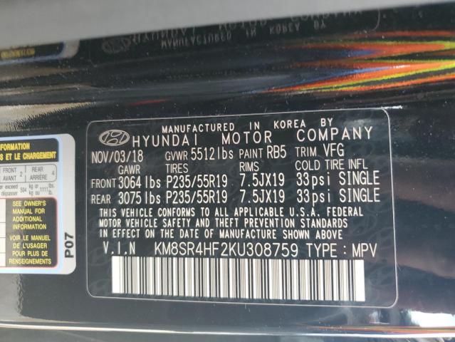 2019 HYUNDAI SANTA FE X - KM8SR4HF2KU308759