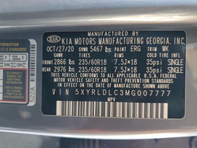 5XYRLDLC3MG007777 KIA SORENTO S