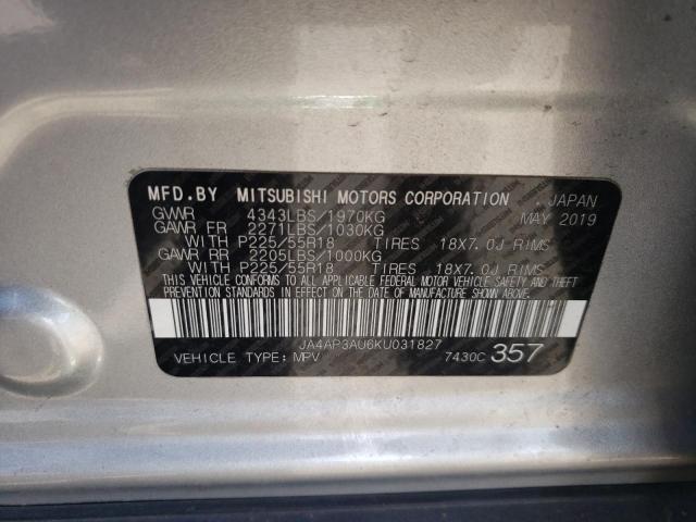 JA4AP3AU6KU031827 Mitsubishi Outlander Sport Es