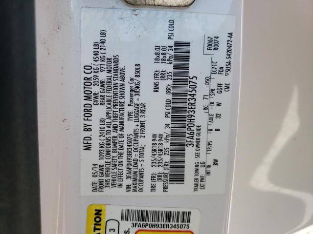 3FA6P0H93ER345075 Ford FUSION SE