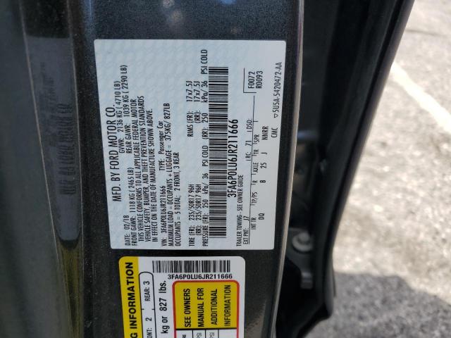 3FA6P0LU6JR211666 Ford Fusion Se Hybrid