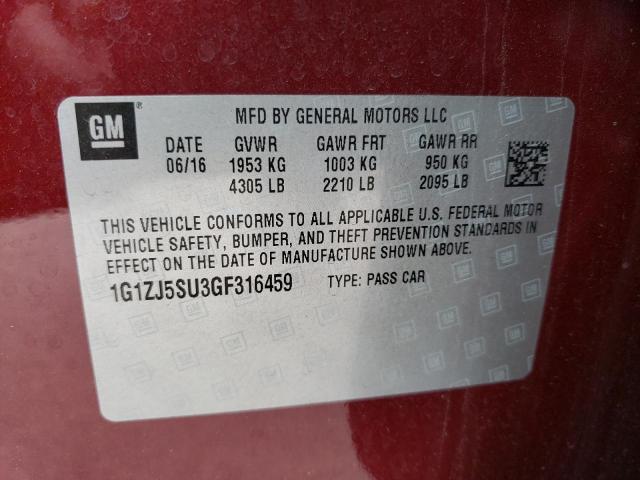 2016 CHEVROLET MALIBU HYB - 1G1ZJ5SU3GF316459