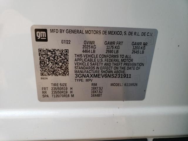 2022 CHEVROLET EQUINOX RS 3GNAXMEV6NS231911