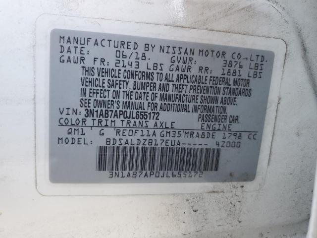 3N1AB7AP0JL655172 Nissan SENTRA S