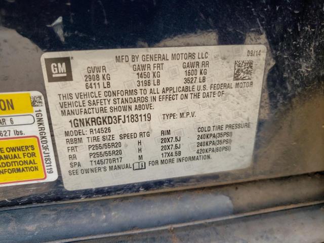 1GNKRGKD3FJ183119 Chevrolet Traverse Lt