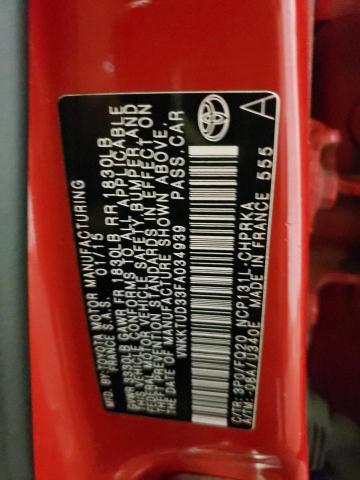 2015 TOYOTA YARIS - VNKKTUD33FA034939