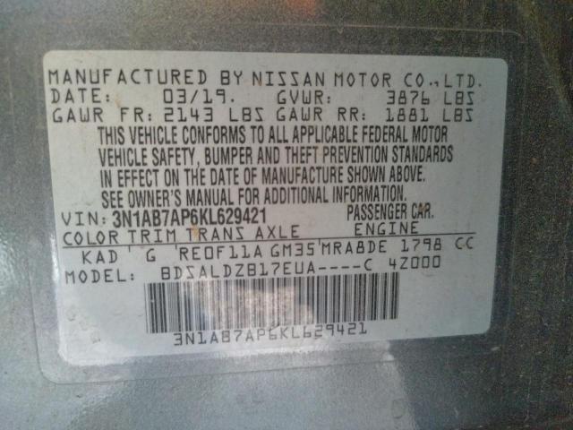3N1AB7AP6KL629421 Nissan SENTRA S