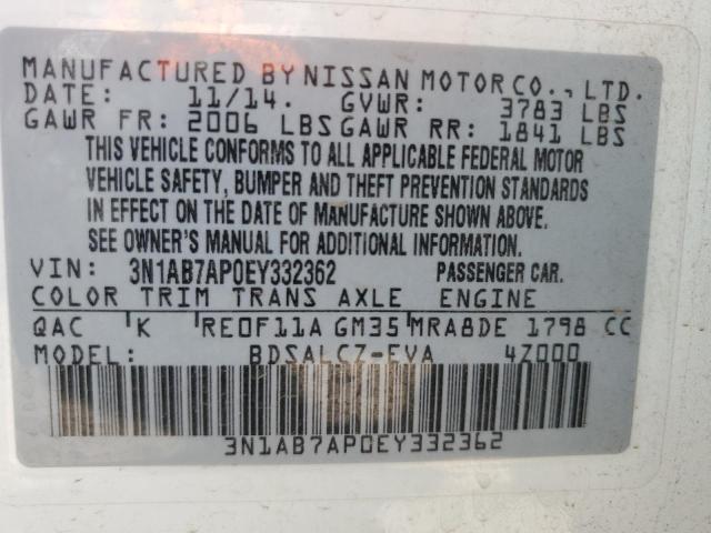 3N1AB7AP0EY332362 Nissan SENTRA S