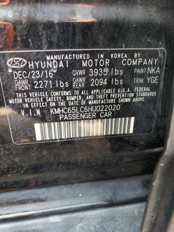 2017 HYUNDAI IONIQ BLUE - KMHC65LC6HU022020