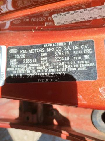 3KPF34AD2ME292760 KIA Forte Gt Line