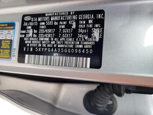 5XYPG4A35GG096450 KIA SORENTO LX