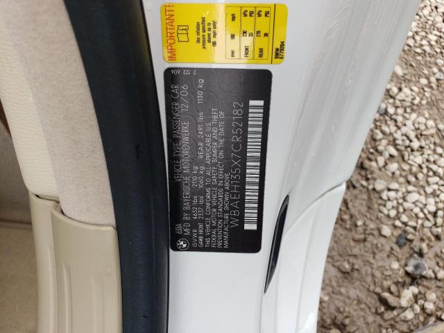 VIN: WBAEH135X7CR52182 Auction: COPART Lot: 51306003 Location: AL - MOBILE SOUTH WBAEH135X7CR52182 BMW 6 SERIES 2007 WHITE Photo 12