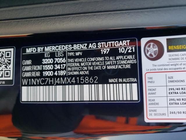 VIN W1NYC7HJ4MX415862 2021 Mercedes-Benz G-Class, 6... no.14