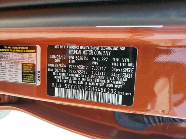 2017 HYUNDAI SANTAFE - 5XYZUDLB7HG486232
