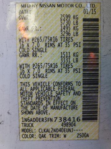 1N6AD0ER3FN738416 Nissan FRONTIER S