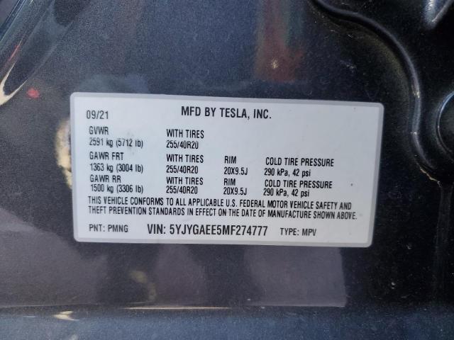 5YJYGAEE5MF274777 Tesla Model Y