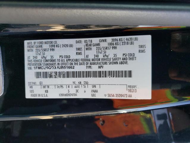 1FMCU0GD9JUB51662 Ford ESCAPE SE