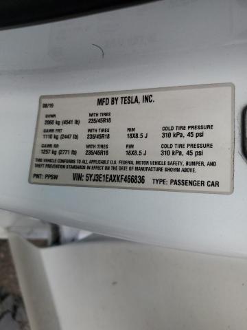 5YJ3E1EAXKF466836 Tesla MODEL 3