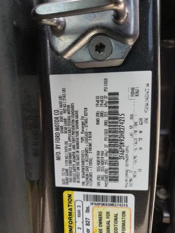 3FA6P0K93HR274215 2017 FORD FUSION, photo no. 12