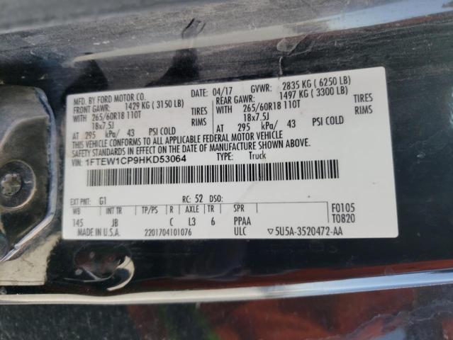 2017 Ford F150 Supercrew VIN: 1FTEW1CP9HKD53064 Lot: 61387924