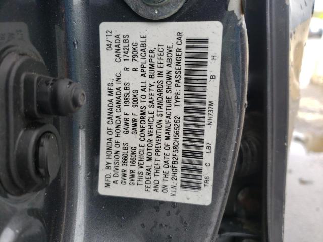 2HGFB2F58CH565262 2012 Honda Civic Lx