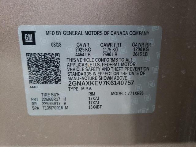 2019 CHEVROLET EQUINOX LT - 2GNAXKEV7K6140757