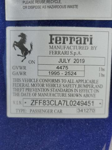 VIN ZFF83CLA7L0249451 2020 Ferrari 812 no.13