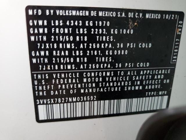 2022 VOLKSWAGEN TAOS SE - 3VVSX7B27NM036592