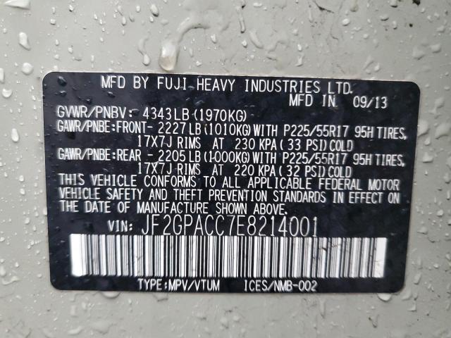 JF2GPACC7E8214001 Subaru Xv Crosstrek 2.0 Premium