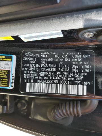 VIN: KM8NUDCC7BU163016 Auction: COPART Lot: 53900473 Location: CT - HARTFORD SPRINGFIELD KM8NUDCC7BU163016 HYUNDAI VERACRUZ 2011 BLACK Photo 13