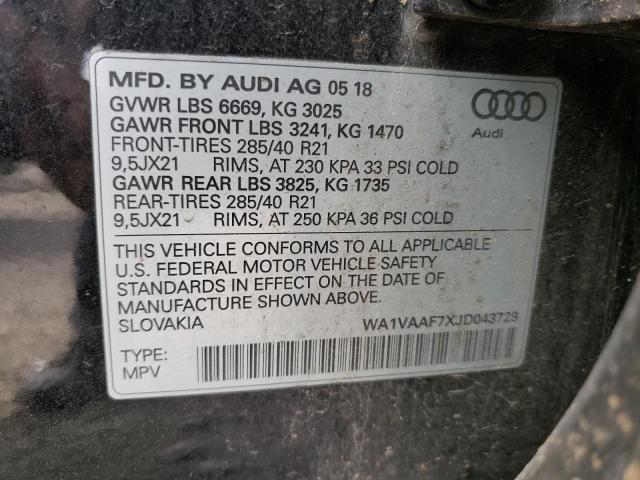 WA1VAAF7XJD043729 2018 AUDI Q7, photo no. 13