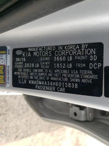 KNADM4A34H6015838 KIA RIO LX