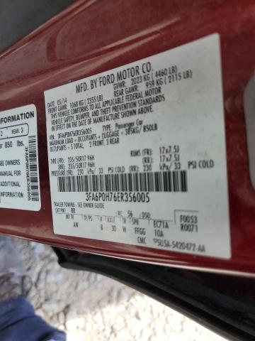 3FA6P0H76ER356005 Ford FUSION SE