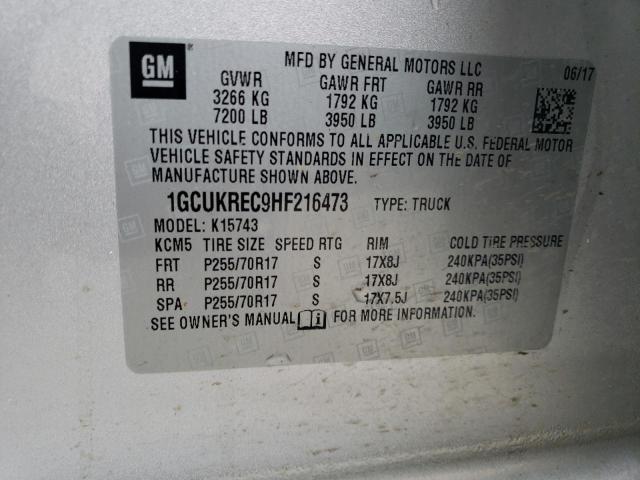2017 CHEVROLET SILVERADO - 1GCUKREC9HF216473