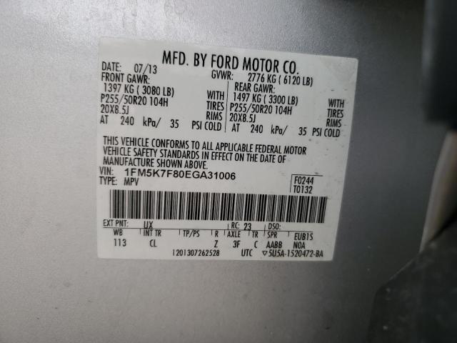 1FM5K7F80EGA31006 Ford Explorer Limited