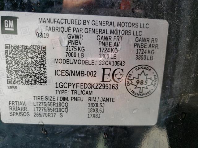 2019 CHEVROLET SILVERADO - 1GCPYFED3KZ295163