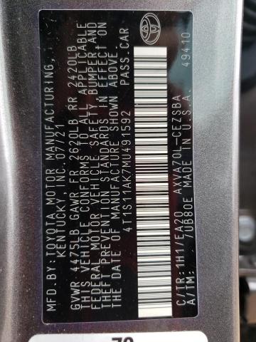 2021 TOYOTA CAMRY NIGH - 4T1S11AK7MU491592