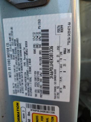 3FA6P0LU4ER381336 Ford Fusion Se Hybrid
