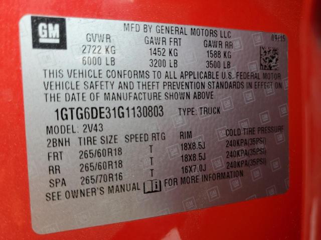 1GTG6DE31G1130803 GMC CANYON SLT