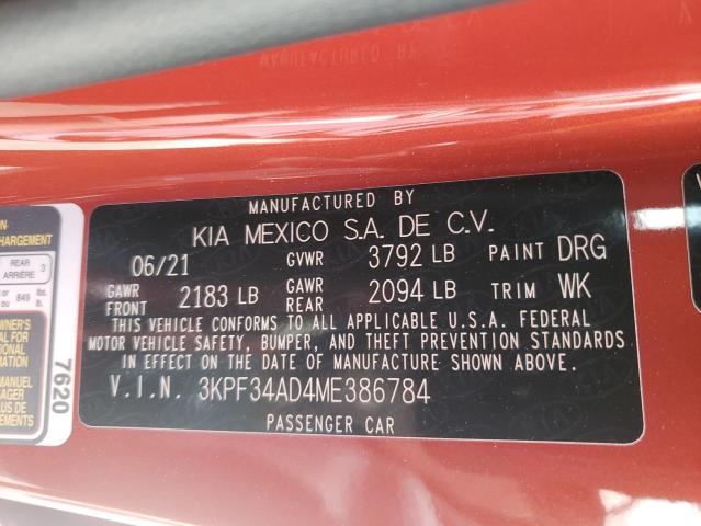 3KPF34AD4ME386784 KIA Forte Gt Line
