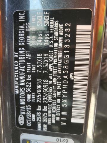 5XYPHDA58GG133232 KIA SORENTO EX