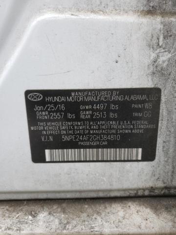 5NPE24AF2GH384810 Hyundai SONATA SE