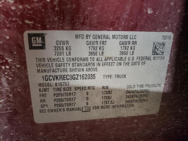 2016 CHEVROLET SILVERADO - 1GCVKREC8GZ162035
