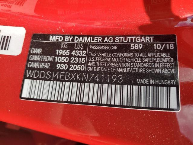 WDDSJ4EBXKN741193 Mercedes-Benz CLA 250