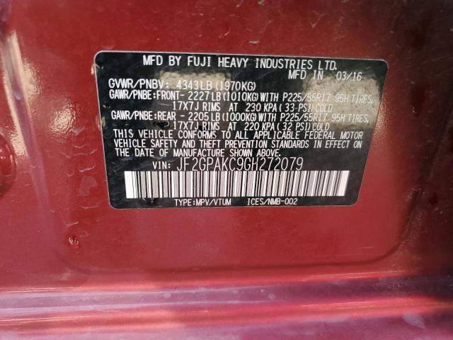 JF2GPAKC9GH272079 Subaru Crosstrek Limited
