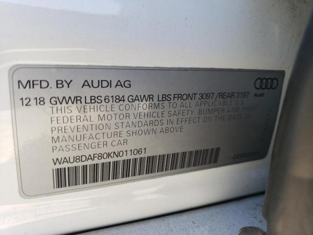 2019 AUDI A8 L WAU8DAF80KN011061