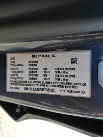 5YJ3E1EA0PF385920 Tesla MODEL 3
