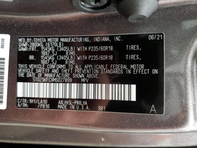 5TDZSKFCXMS027899 2021 TOYOTA SIENNA, photo no. 13