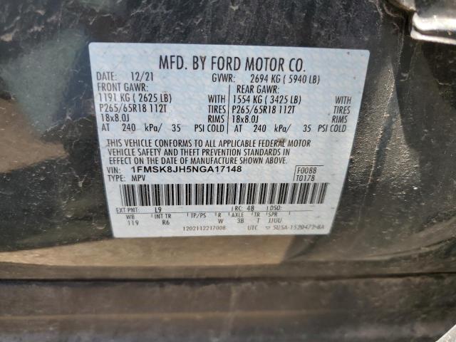 2022 FORD EXPLORER T 1FMSK8JH5NGA17148